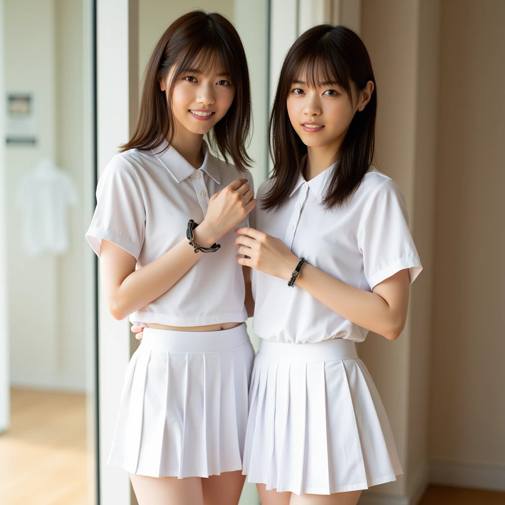 *e.g. Very Cute boy, Blush lips, Round cute eyes, long eye lashes, Brown eyes, Japanese and Korean, Very Short Black hair, Very Feminine Face, Warm blush on face, Manwha art style, masterpiece, well draw, Male, Bl art style, thick thighs, thick butt, Min skirt, Female School clothes, Femboy, Male, feminine male*