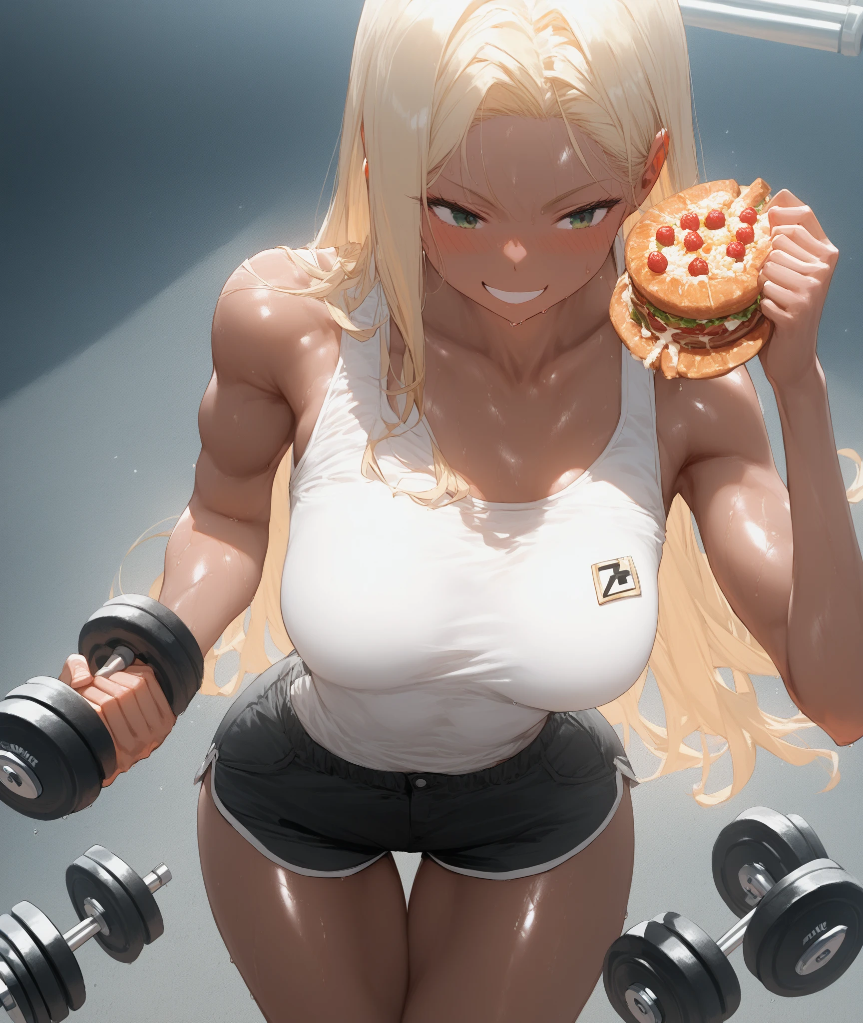 Boxing lion wille eating burger
