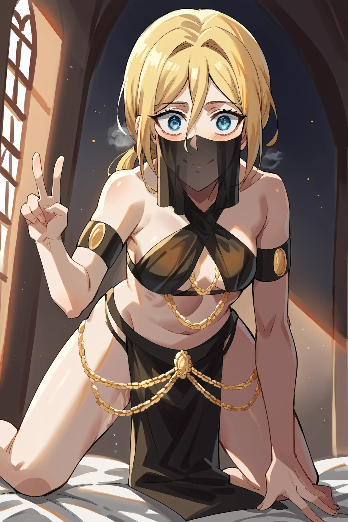 high quality,4k, anime girl,blond hair,elf blush,breast groping from behind,inverted nipples,cum on breasts,cleavage