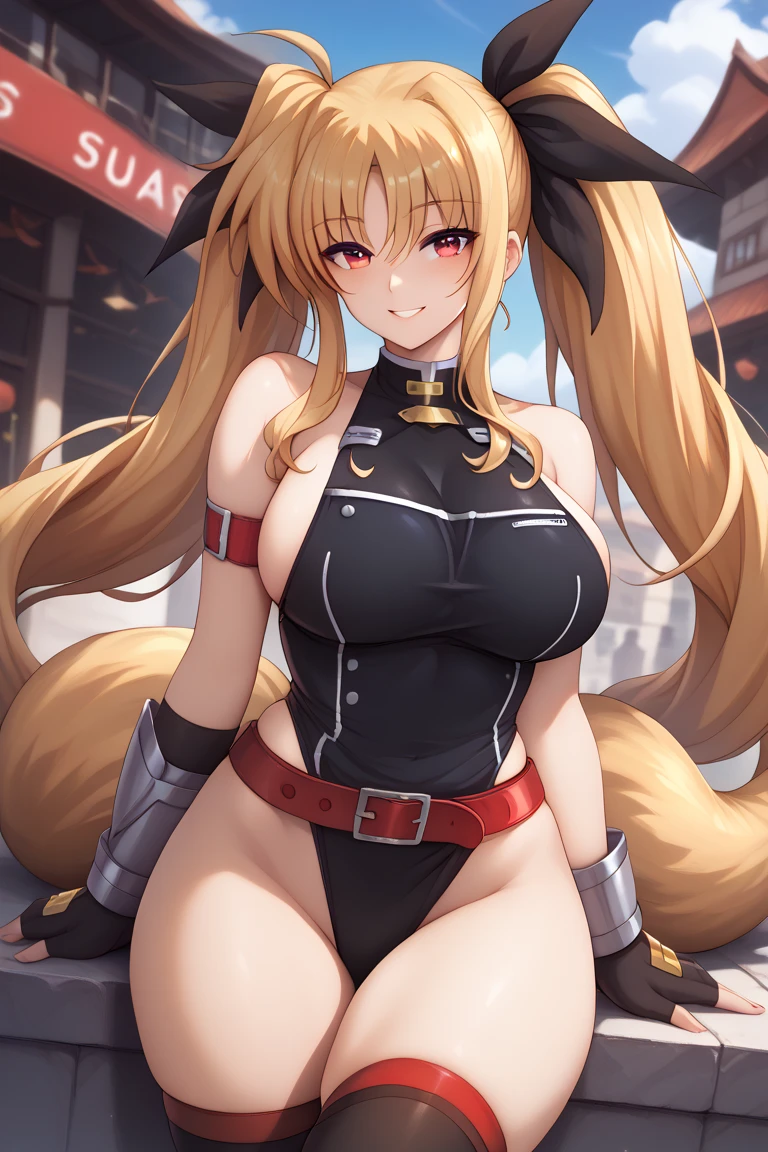 ((night:1.5)),(outdoors), (very detailed background),torii, shrine, stone stairs,
((standing:1.5)),((facing viewer:1.3)), cowboy shot,
laurel crown,((yellow eyes:1.2)), (blonde hair:1.2), long hair, hair flower, hair between eyes, animal ears, fox ears, fox tail
(((kimono, gauntlets, thighhighs, ))),
1girl, solo, (18 years old:1.5),Beautiful Finger,Beautiful long legs,Beautiful body,Beautiful Nose, perfect eyes, perfect face,(beautiful detailed aqua eyes),((mature)),((mature female:1.1)),((milf:1.1)),make up,parted lips,(shiny skin:1.1),(perfect female body:1.2),(gorgeous detailed skin),(detailed hair), masterpiece, high quality, highres, absurdres,(beautiful and aesthetic:1.2), beautiful hand,
looking at viewer, smile
ray_tracing,intricate details,depth of field, extremely delicate and beautiful, soft lightning,
(Beautiful,large breasts:1.3), (beautiful_face:1.5),(narrow_waist),(curvy body),thick thighs,