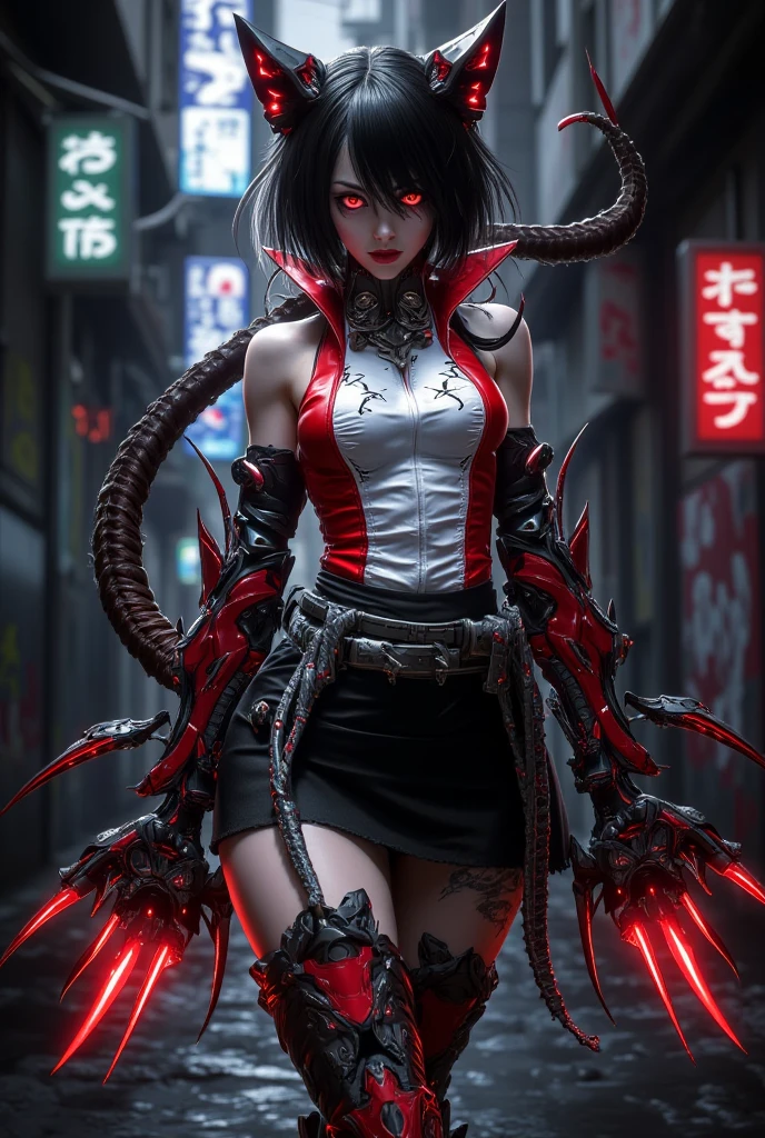 Mechanical limbs, slime body, female, horns, horde