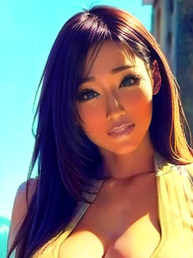 Kasumi, brown eyes, (best quality, ultra-detailed), (realistic:1.37), beautiful and detailed face, ultra-realistic texture, delicate face, delicate body, red lipstick, bright colors. High definition, 8K, well defined legs