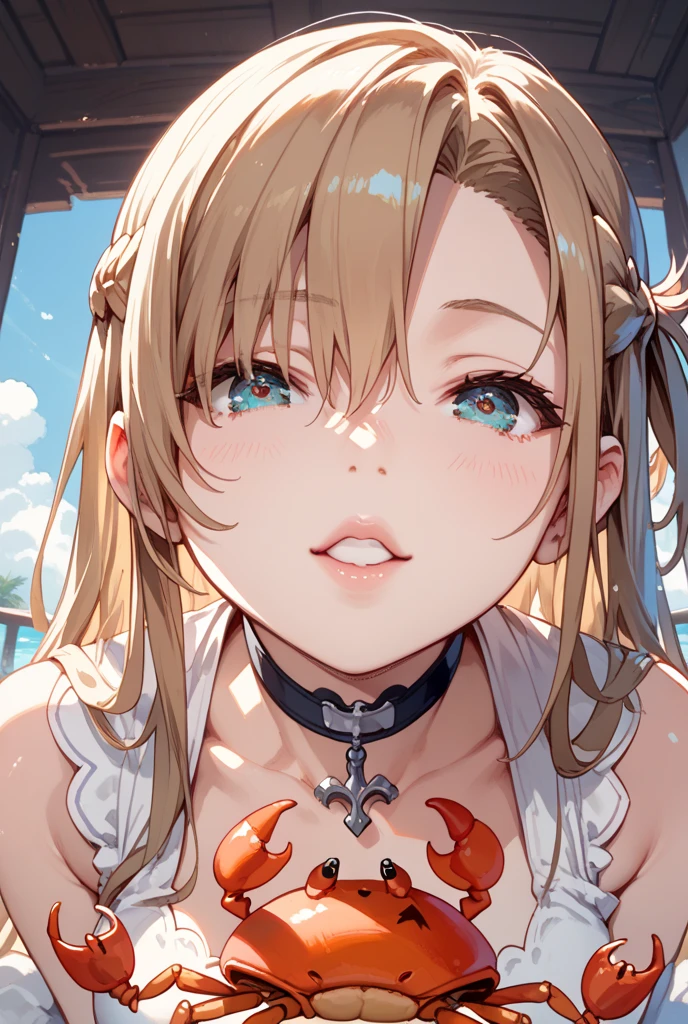 Ereshkigal, Ereshkigal, blonde, Hair bow, Hoop Earrings, Long Hair, Parted bangs, (Red eyes:1.5), bow, Looking at the audience, Highest quality, High resolution, unity 8k wallpaper, (shape:0.8), (Beautiful attention to detail:1.6), Highly detailed face, Perfect lighting, Extremely detailed CG, (Perfect hands, Perfect Anatomy),Naughty big、Big breasts attention、Laughter,Completely naked、Nipples、alone、Bare neck、(blue sky:1.3),outside of home