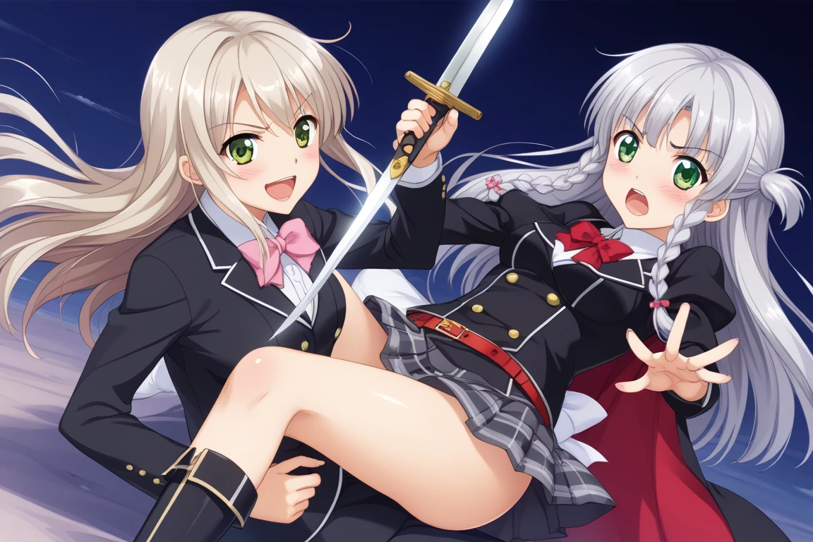 (masterpiece、Highest quality)、(Underground Arena)、(Two beautiful female warrioruscular、Fantasy)、((Mr.々Fight with weapons、Hold your weapon、Battle Scenes))、((Aggressive moves、Aggressive facial expression)、Attacking with a weapon)、(Poor conditions、Unhygienic)、Shady Red Light District、Full nudity、Pussy、tits、pubic hair、(stage)、Perfect Anatomy