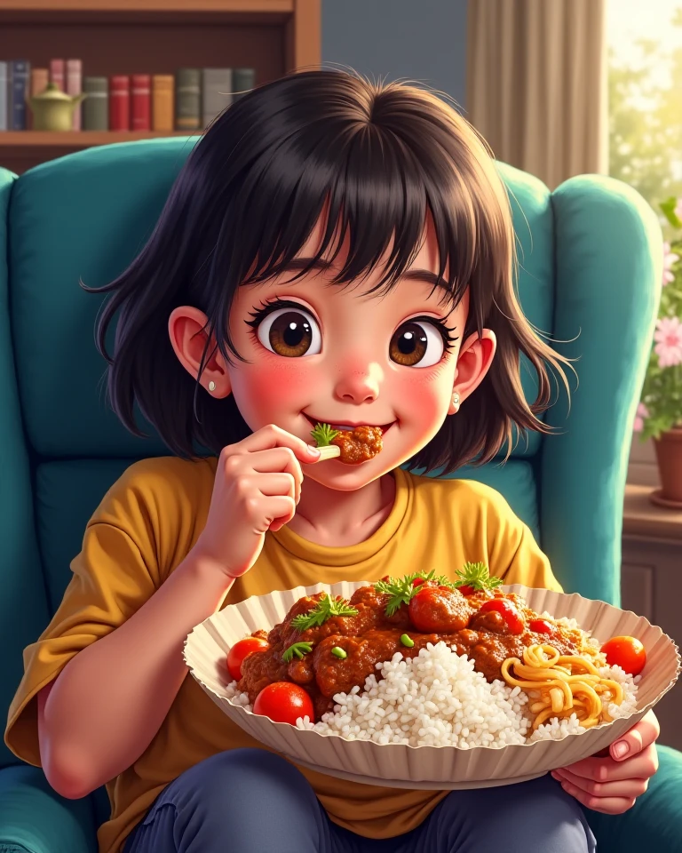 Baby eating Namaste Brand momo
