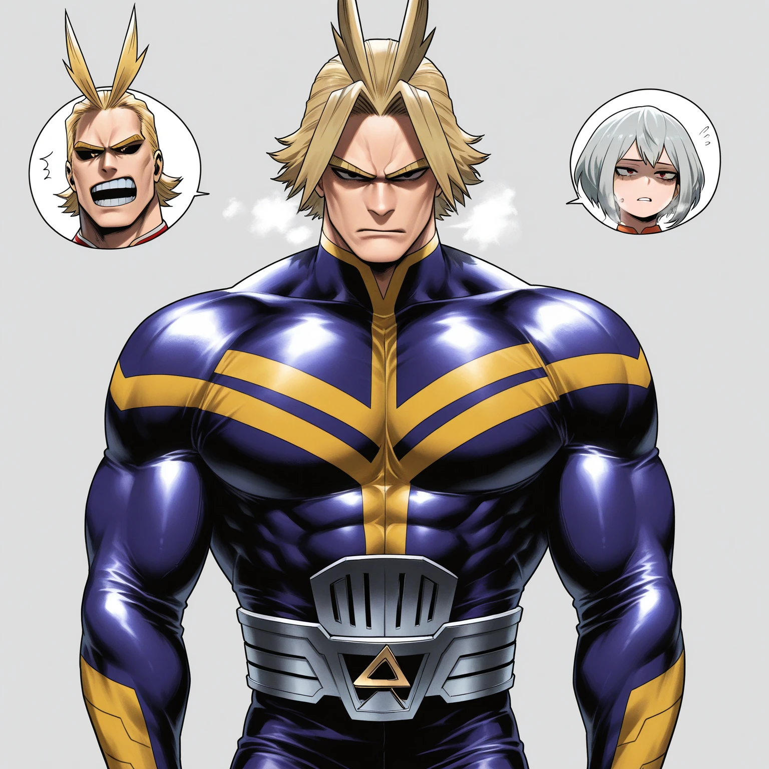 allmight, smile, antenna hair, (erection under clothes:1.2), (solo:1.2),