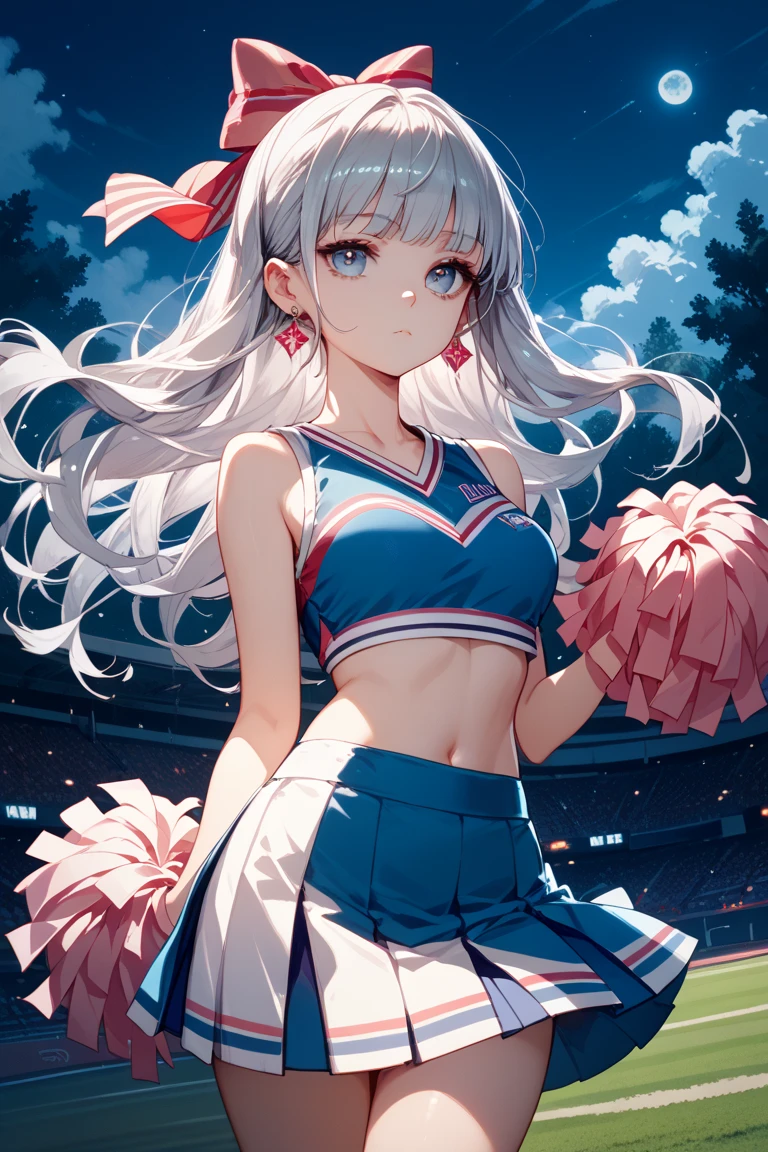 Silver Hair、blue eyes、girl、Small breasts、Twin tails、、girl、Small breasts、Lolita、Bright smile、Looks about 15 years old、Petan Musume、short、目のhighlight、Sexy thighs、Cheerleader、Please show me your armpits、Your eyes are so beautiful、highlight