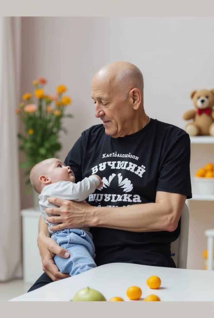 man holds baby in pub