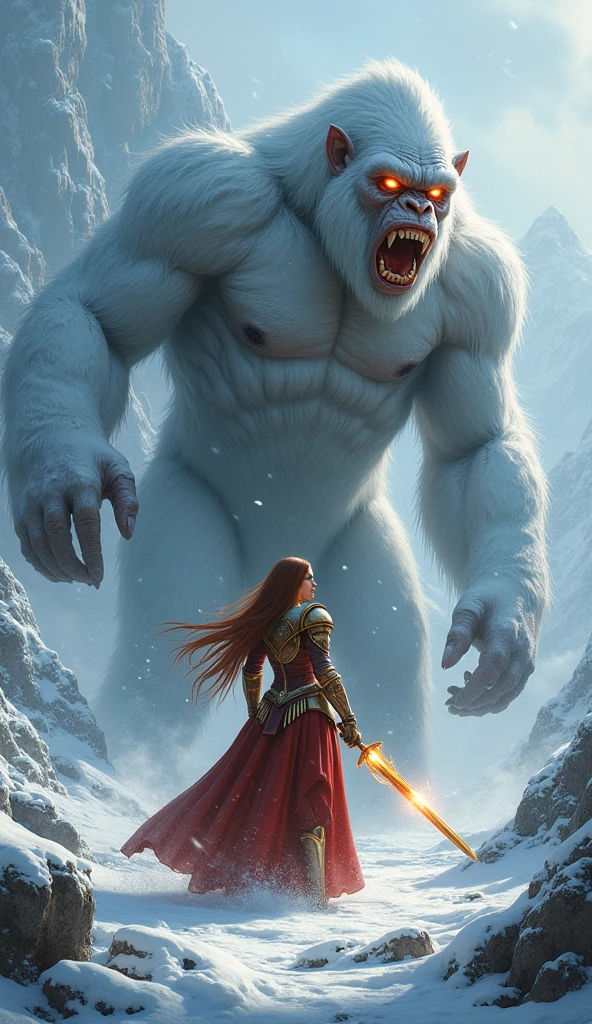 barbarian woman slays monster winter