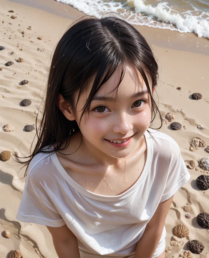 5 year old girl,比基尼,Play by the sea,