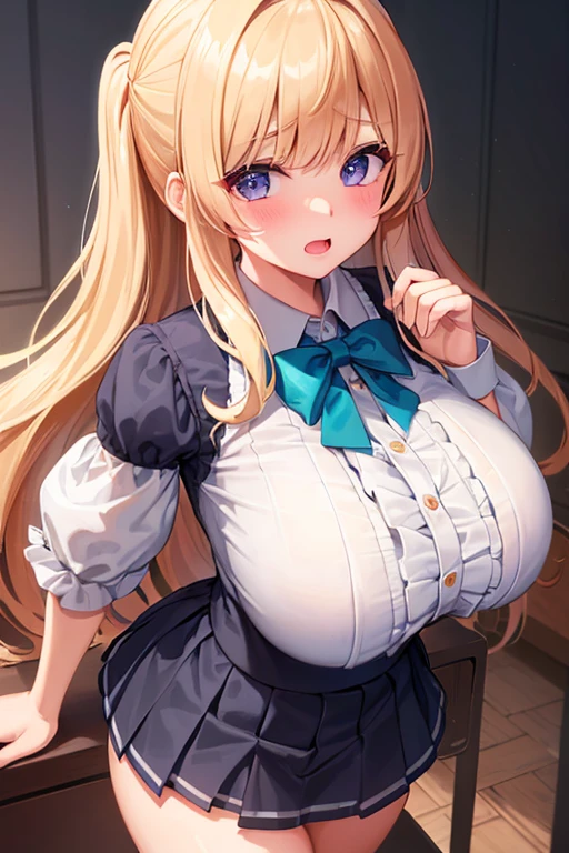 1girl, yellow eyes,(gigantic breasts:1.8),huge ass, pussy(sagging breasts),(curvy),(beautiful breasts), breast milk, Angle from the front, whole body, plump, blond hair, collar, restraint, nipple, (nsfw), naked, squirting milk, barefoot, handcuffs, shackles, illust, masterpiece, best quality, house wife, pointy breasts, (), blush, blush, Lactation, {{best quality:1.2, masterpiece:1.1, ultra-detailed}}, long hair, add_detail:1 , Breasts that are about to burst, at house, hair bon, hair ribbon, 1girl, hair ribbon, naked, maid, high , standing, name tag, dancing, name plate, masterpiece, best quality, from behind, aamahiru, multiple boys, gangbang, anal, fellatio, crying, penis, pussy, anus,(effects): (masterpiece), (best quality), (sharp focus), (depth of field), (high res)