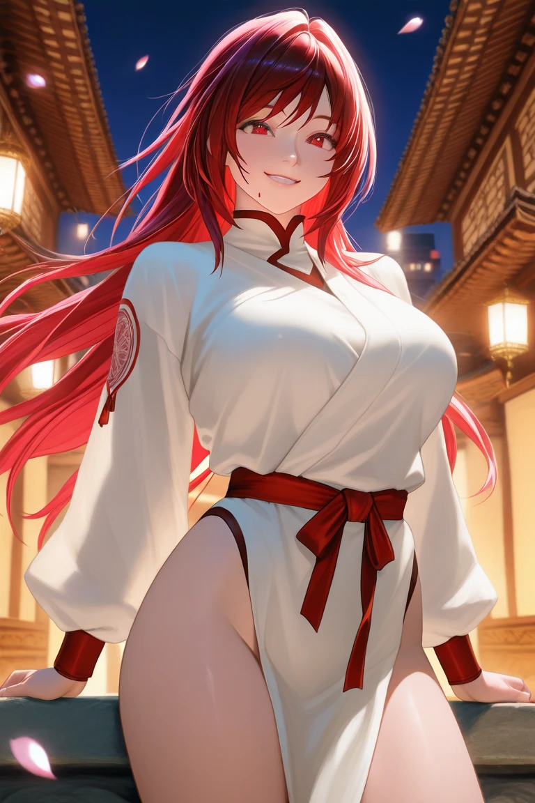 anime girl with long red hair and white shirt posing in a room, seductive anime girl, painted in anime painter studio, ; visual novel, anime style, smooth anime cg art, anime girl with long hair, visual novel cg, semi realistic anime, red waist-long hair, beautiful alluring anime teen,o, gapmoe yandere, nsfw, innocent, lustful, ii