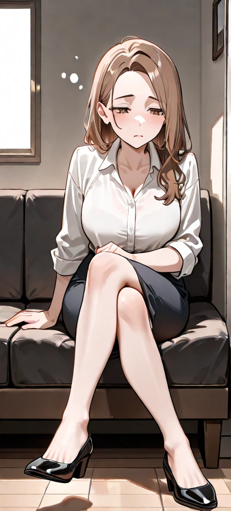 Girl, white top, big breast,