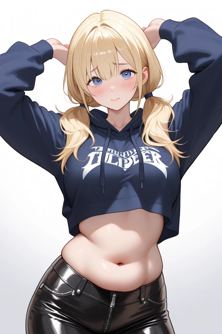 Anime Kawaii sexy Perfect Slim sensual body large breast and huge thighs, An intricate and highly detailed illustration of anime (Young girl). (work of art, Maximum quality, best qualityer), brown skinned anime girl wearing a v-neck sleeveless shirt and pants, starving from hunger, (descansando suavemente as hands on belly), (perspiring), (long hair), (hands on belly)
