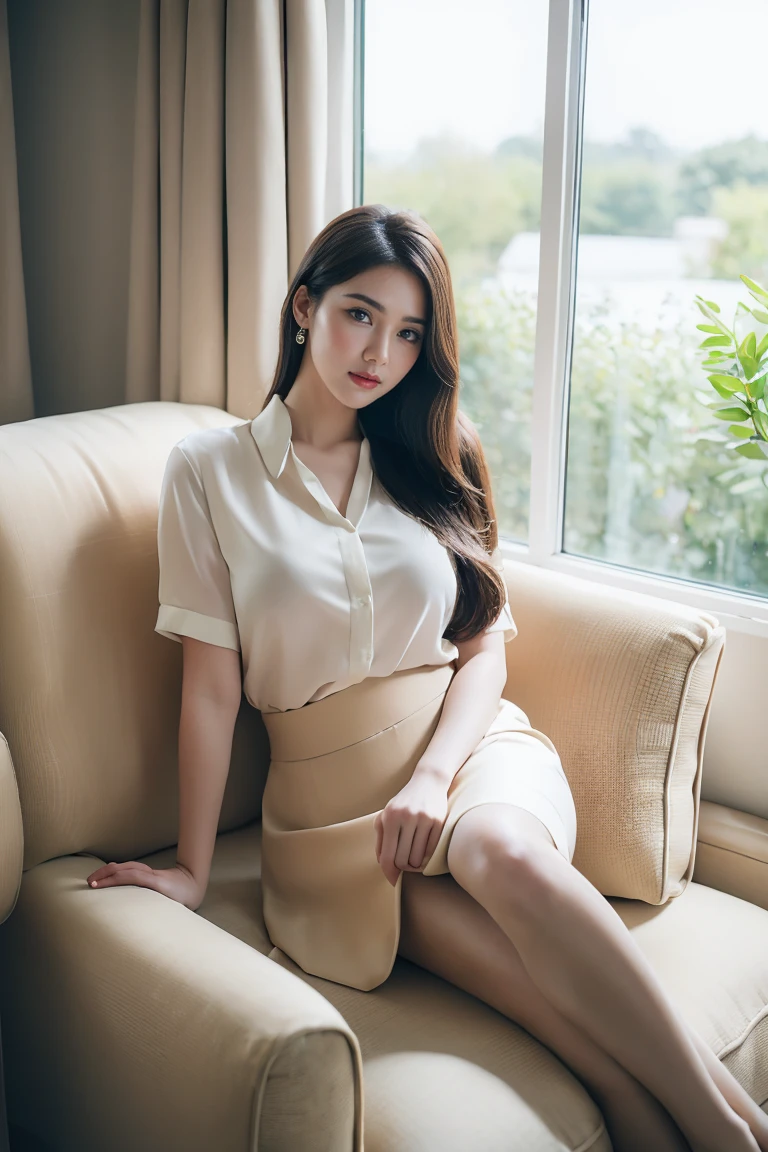 1 girl sitting in an office chair,ordenador,(Modelo europeo:1.3),31 years,delicado,Ropa de mujer de negocios,(chaqueta:1.1),(La camisa:1.1),(Falda envolvente:1.1),jewely,Calcetería,Medias,Medias negras lence,Piel de gallina,Ganso - carne,(Fidelidad:1.3),filigrana,Quality,(tmasterpiece:1.2),(Fidelidad:1.2),(Mejor calidad),(Piel detallada:1.3),(Detalles complicados),Drama,Trazado de rayos,phtograph,bathed in shadows,Novela visual,La oficina del jefe para un rascacielos,ventana con vistas a la ciudad,movie grain,Profundidad de campos