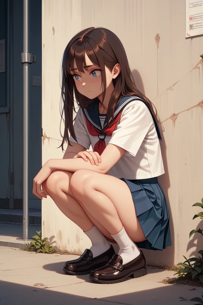 masterpiece,best quality,1girl, school girl taking a pee, highly detailed