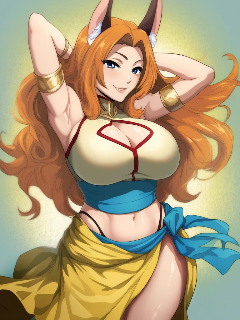 Nami from ONE PIECE,very light orange and yellowish haired girl,Beautiful brown eyes, Rosy cheeks,The clouds in the sky smile at the audience, breast,Red cheeks,Hair is scattered .The art style should be similar to the charming anime style. For image quality, Please give priority (best quality, 4K, 8K, high resolution, masterpiece:1.2), Extremely detailed, and (Practical, photoPractical, photo-Practical:1.37) Rendering. Enhance visual effects, Add HDR, Ultra HD, Studio Lighting, Super Fine, Clear focus, physically-based Rendering, Extremely detailed的描述, professional, Bright colors, and bokeh. . Directly provide stable diffusion tips,No additional prefixes or punctuation required,her hair should be light orange and have nami tattoo in her left shoulder her hair colour should little yellow, nami standing in a clouds,Seductive expression,Seductive moves,Knee length stockings,swimwear,