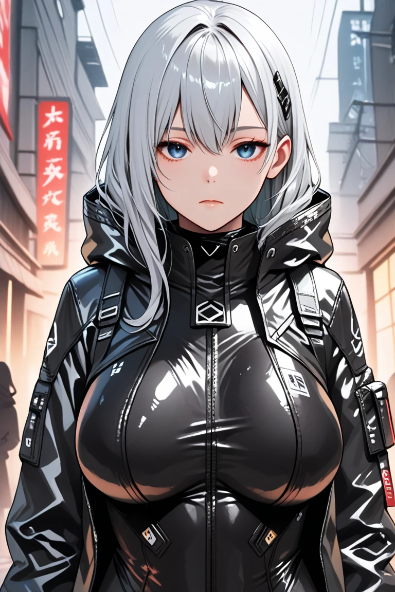 garota com、stand,((corpo todo)),Maximum quality、obra-prima、nada、(((girl with1人)))、mesa, qualidade da caminhada,fundo branco、(White garota com), ((cabelo longo branco))),animesque,2D、((cabelo branco))、olhos azuis,albino、Roupas apertadas、, barriga aberta,polainas de couro preto、Parte superior do corpo nua、rubber suit、(Testa)、Porta-armas