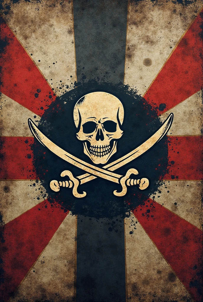 Pirate flag with a triceratops skull in the center surrounded by a circle 