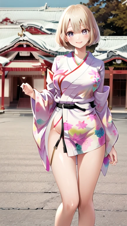 (8k, RAW photo, best quality, masterpiece), ultra high resolution, (realistic, photo-realistic), professional lighting, detailed lighting, backlight, depth of field, natural lighting, sharp focus, professional photo shoot, detailed eyes, realistic eyes, detailed shadow, detailed face, cg game, full body view, (((anatomy perfect))), professional makeup, japanese girl, extremely massive gigantic breasts, shiny and oiled skin tone, bimbo, red hair, ponytail hairstyle, perfect face features, ((wear japanese pink kimono with sakura flowers design, innocent face expression, blushing, looking to viewer, standing up straight in a shy pose, close-up photo, red lipstick, purple iris, sexy pink lingerie socks))