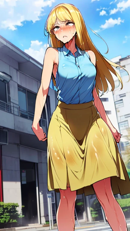 Samus Aran, (face au spectateur:1.25), queue de cheval, tetas grandes, attache-cheveux, jacket, (jeans:1.25), (stand up straight:2.0), pee, (getting wet:1.5), très grosse tache de pipi, huge pee stain, best quality, ultra-detailed, hdr, studio lighting, Professionnel, Des couleurs vives, sharpness, physiological rendering, bokeh, scenery, Blue color palette, Soft lighting, dynamic shadows, (mains sur les cuisses:1.5), embarrassed, humiliation, flush, angry, tears, (face au spectateur:2.0), (open fly:1.5)