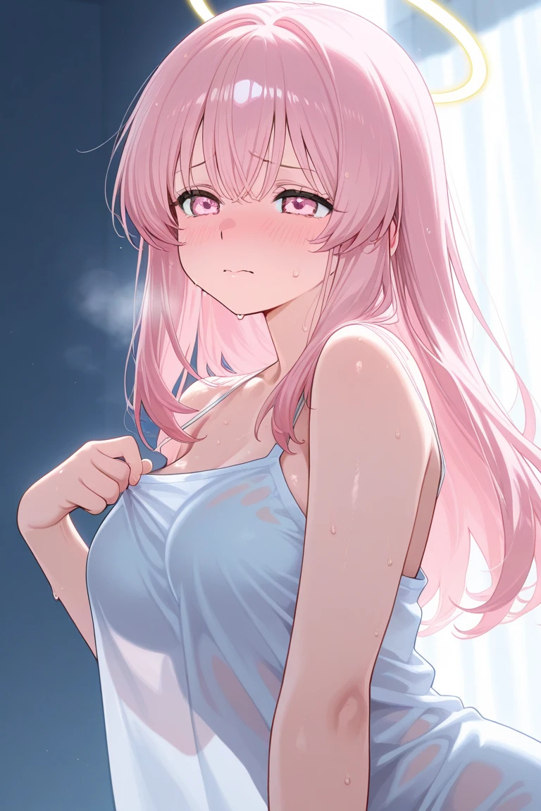 1girl, covering face by both hands,