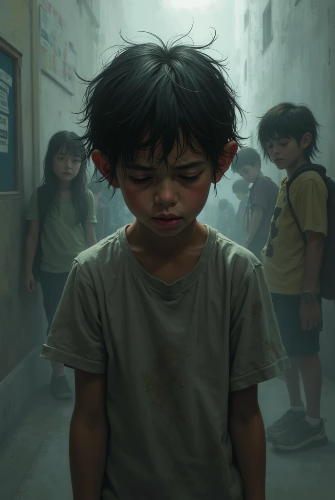 "A boy kneels on the ground, tears streaming down his face as he reaches out to a girl walking away from him. The girl, appearing indifferent or detached, continues to walk away, leaving the boy in a state of despair and "A boy kneels on the ground, tears streaming down his face as he reaches out to a girl walking away from him. The girl, appearing indifferent or detached, continues to walk away, leaving the boy in a state of despair and longing."