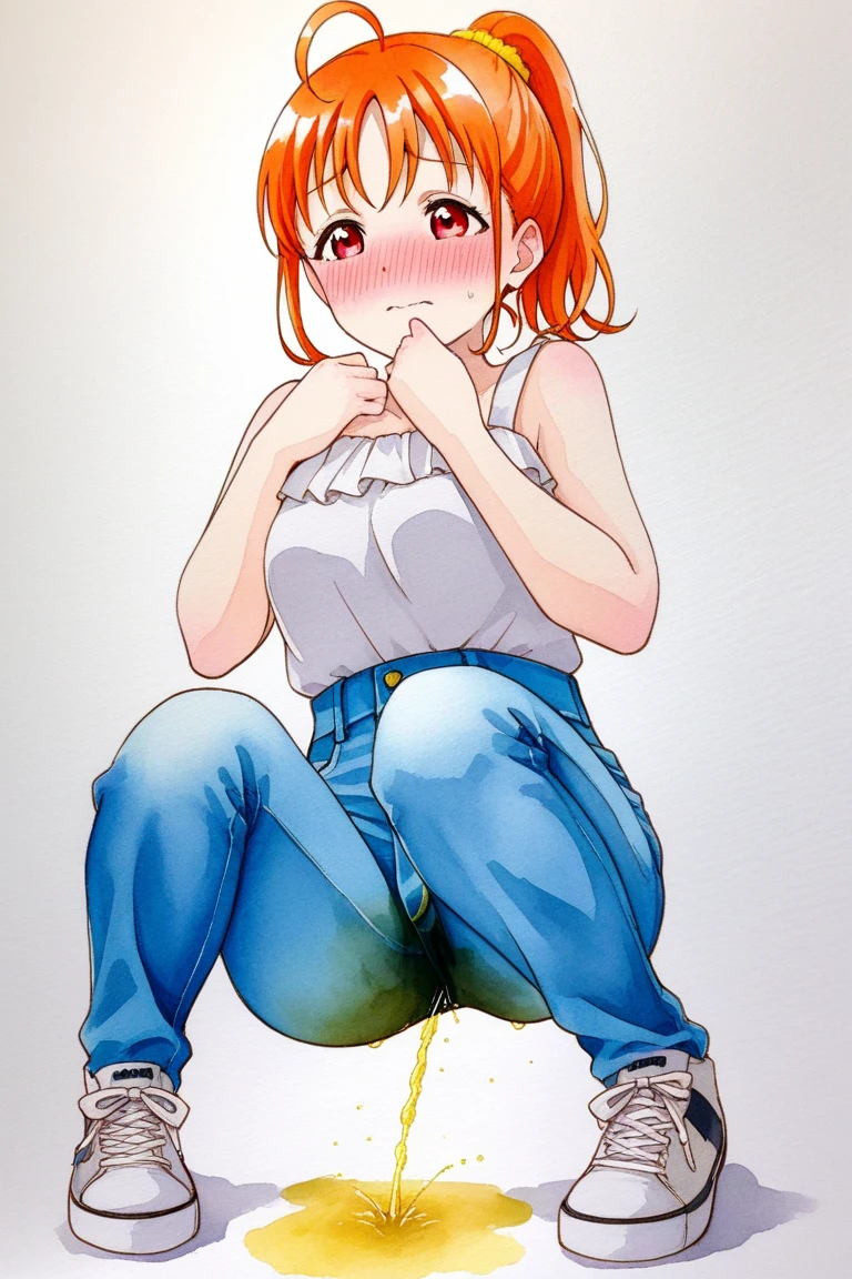 1 Girl Love Live Watanabe You Gym Uniform Bulge Red Panties Erection Bulge　Penis protruding