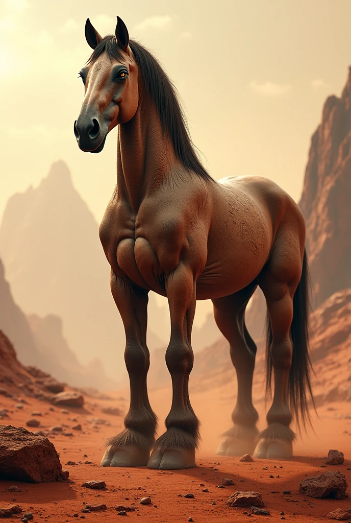 Furry, Antro, (Vista levantado), [Horse color Gris Plateado Brillante metal] , [Fundoshi Bulto Male Big], [Fundoshi Blanco], Solo, [Bulto Male Big], Hooves , Big Balls, Detallado 4k, cuerpo completo, cuerpo furry silver dark, Desierto con Cactus , Eyes Pupil Marron, Alta resolucion, 