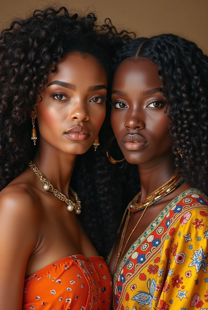 Black 2 girls with a beautiful face and structures dressed in a liberian African fashion