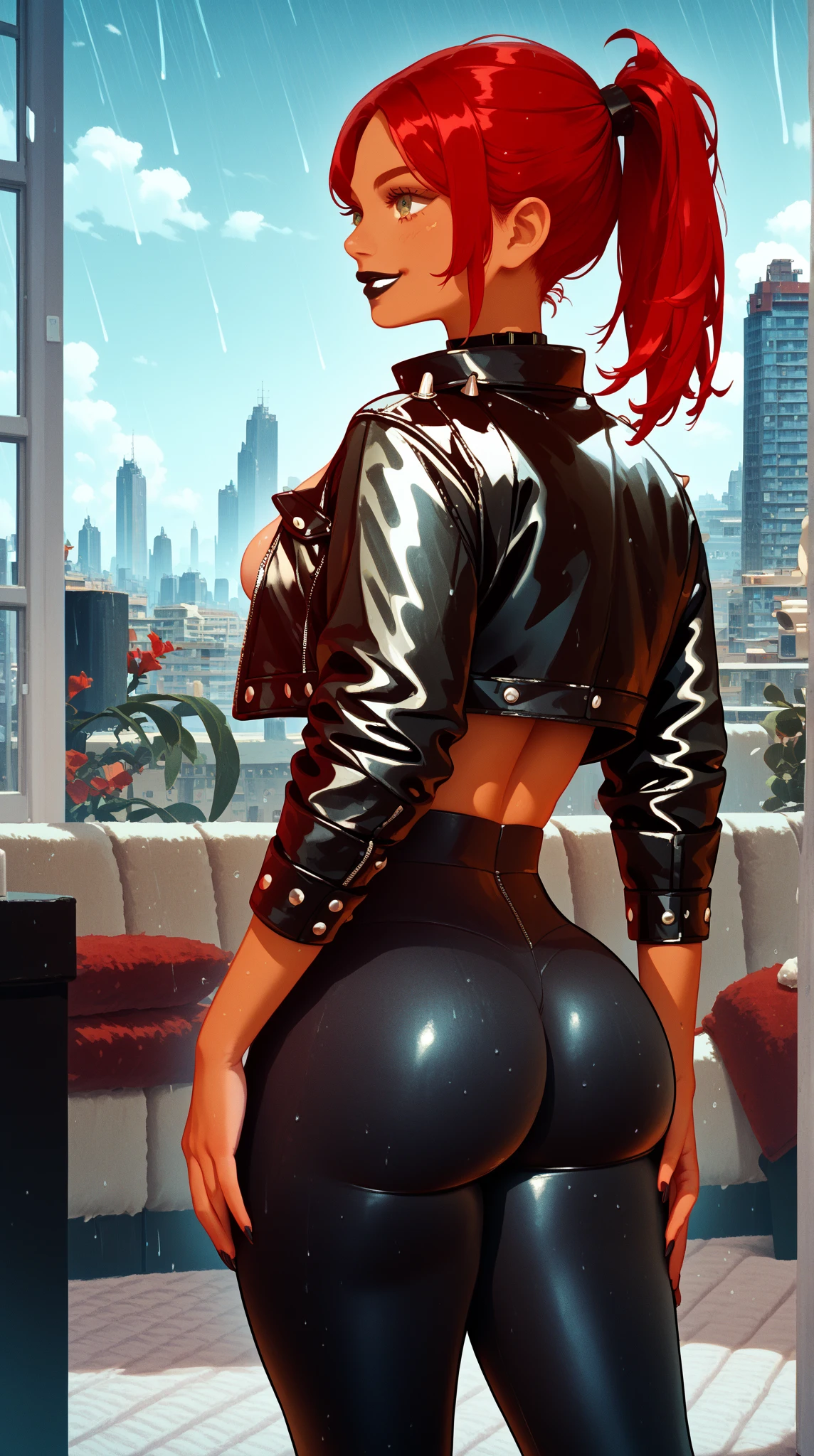 perfect ass, ACOAL LEGGINGS, HimenoKisara (art inspired by Bill Sienkiewicz). oil painting)