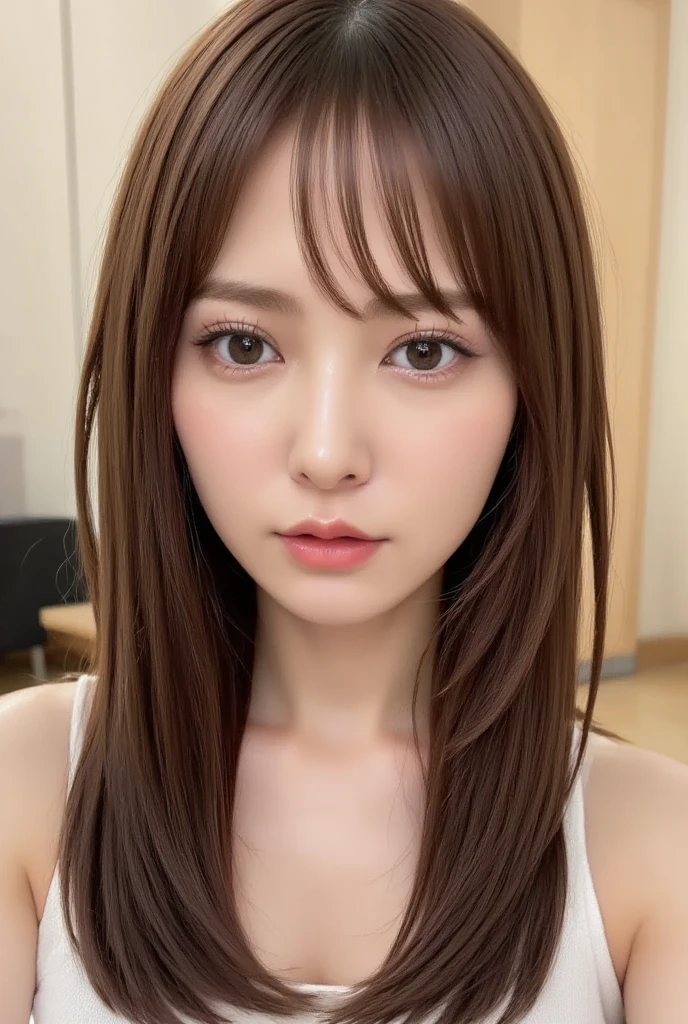 (masterpiece:1.3), (8K, Photorealsitic, Raw photography, Top image quality: 1.4), Japan high school girls、(Random hairstyles:1.2)、cleavage of the breast:1.2、Super Detail Face、Eye of Detail、二重まぶた、foco nítido:1.2、prety woman:1.4、light brown hair、top-quality、masterpiece、超A high resolution、(Photorealsitic:1.4)、very detailed and professional lighting、slender、gently smiling、ssmile、short-haired、((Lick your index finger with your tongue))、Happy expression、Soft light, Best Quality、negligee