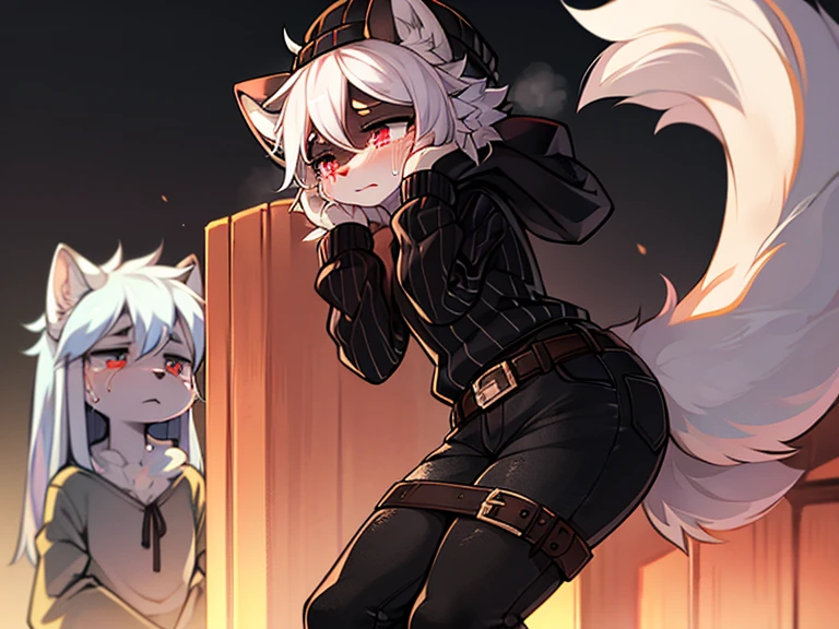 anime style, super fine illustration, highly detailed, dynamic angle, beautiful detailed, 8K, BREAK Working grim Reaper are soothed and smiling as they pet a dog(Kerberos).Break on hell,detailed background,office,dark dark dark Break 1 man,grim Reaper,skeleton face,Black suit,Black sunglasses,perfect face,perfect hands,cool cool cool Break Kerberos,perfect dog,Break masterpiece masterpiece masterpiece,best quality best quality best quality,super detailed,ass pov,