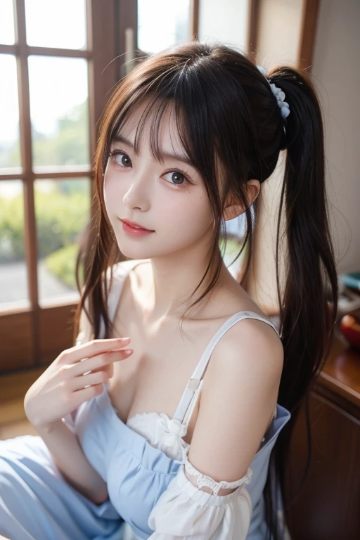 top-quality、masterpiece、超A high resolution、(Photorealsitic:1.4)、1girl in、shoulder、enticing、looking in camera、smil