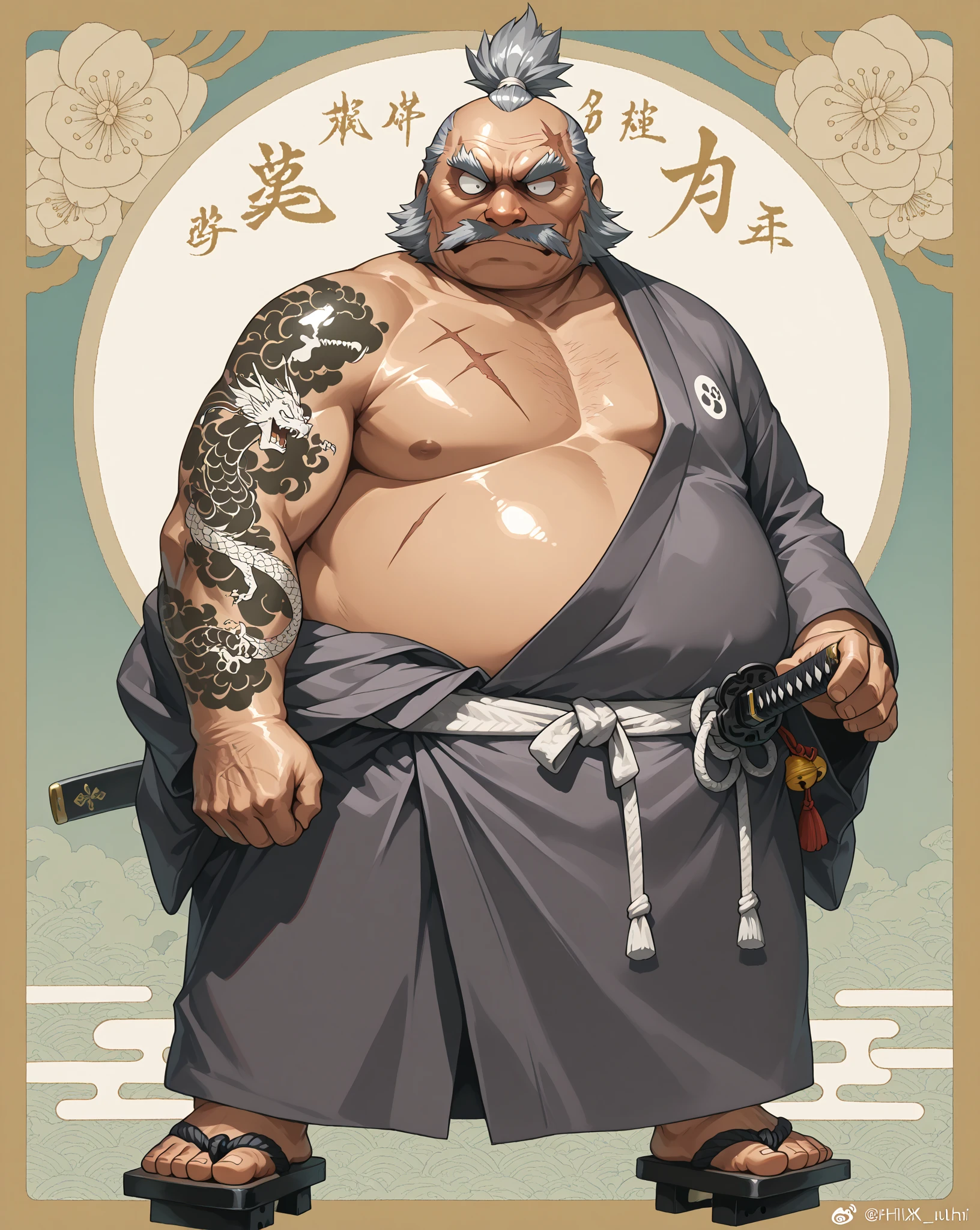 old book style ink illustration, on parchment, ink splashes, ink stains, ink smears, faded ink, samurai chubby capibara, katana, coat, pantless, linquivera, on parchment