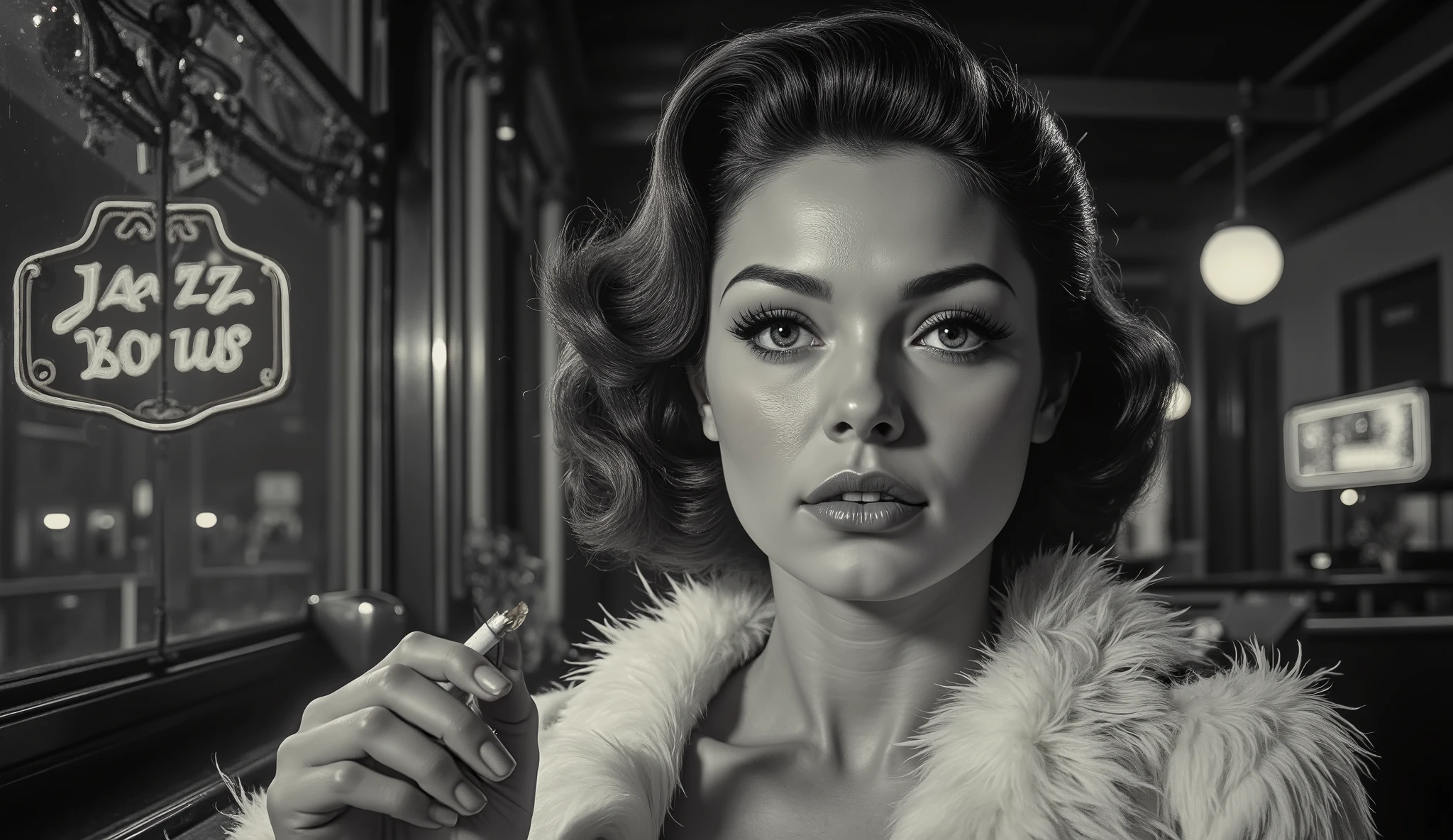 (extremely detailed vintage photography,masterpiece, best quality),(vintage filter,sepia tone),man eating cornflakes at breakfast table, a stunning woman wearing 1930's lingerie sitting beside him.