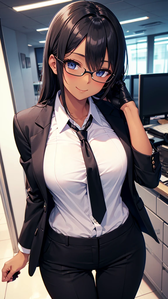 masterpiece, best quality,  <lora:aneharamisa-nvwls-v1-000009:0.8> anehara misa, glasses, necklace, white shirt, black jacket, belt, black skirt, large breasts, cowboy shot, looking at viewer, smile, hands on hips, city, night sky