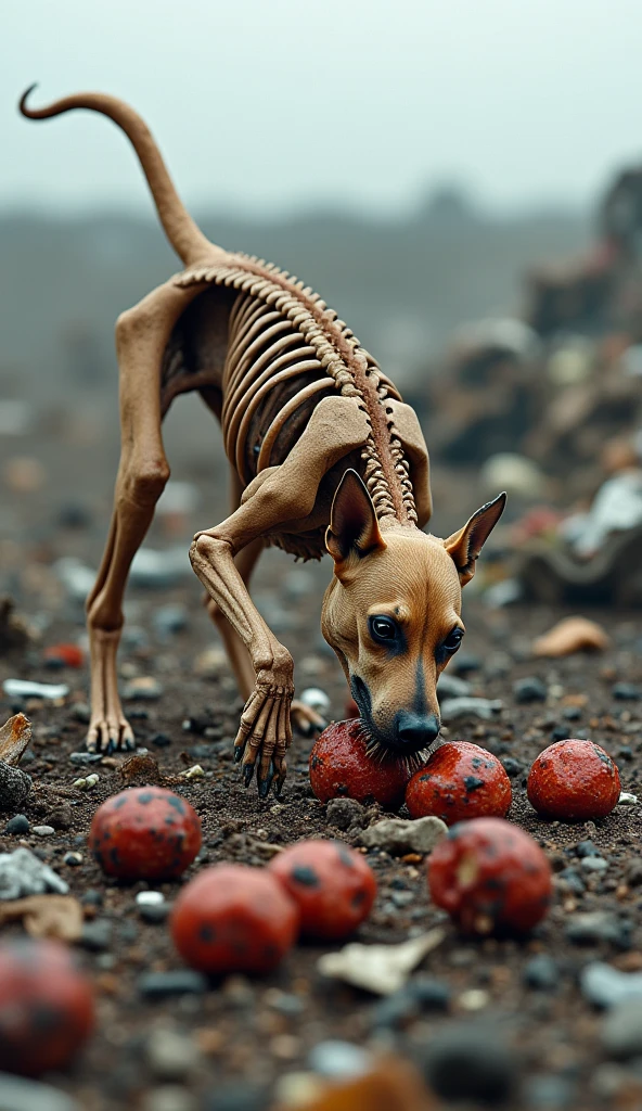 A dog with only its skin left
Bone went looking for food in the garbage dump. He had violent convulsions and vomited violently