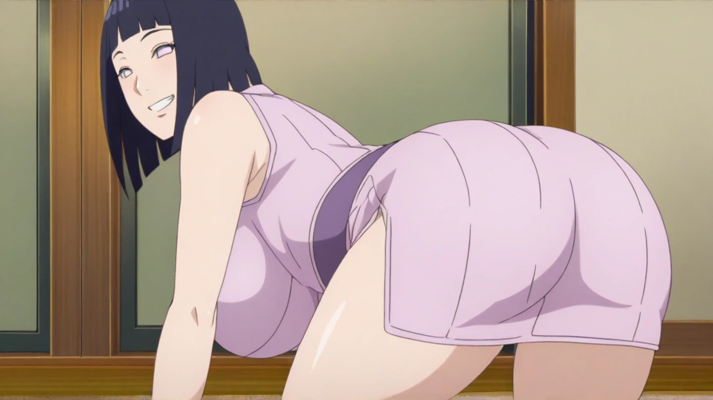 core_9, score_8_up, score_7_up, score_6_up, score_5_up, score_4_up,source_anime, fay3val3nt1n3, 1gpurple hair, short hair, lipstick, green eyes, solo, yellow hairband, naked, solo, ass, ass focus, below view, bending over, bent over, exposed ass, ass grabbing, ass grab, spreading ass, smiling, all fours, pussy, asshole,