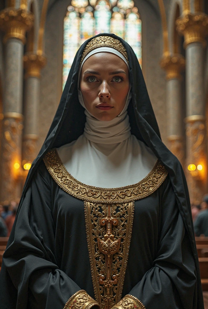 <lora:Suranne_Jones:1> masterpiece, best quality, detailed face, a mature s1873j, 1girl, solo, nun costume ,  nuclear powerplant , evening