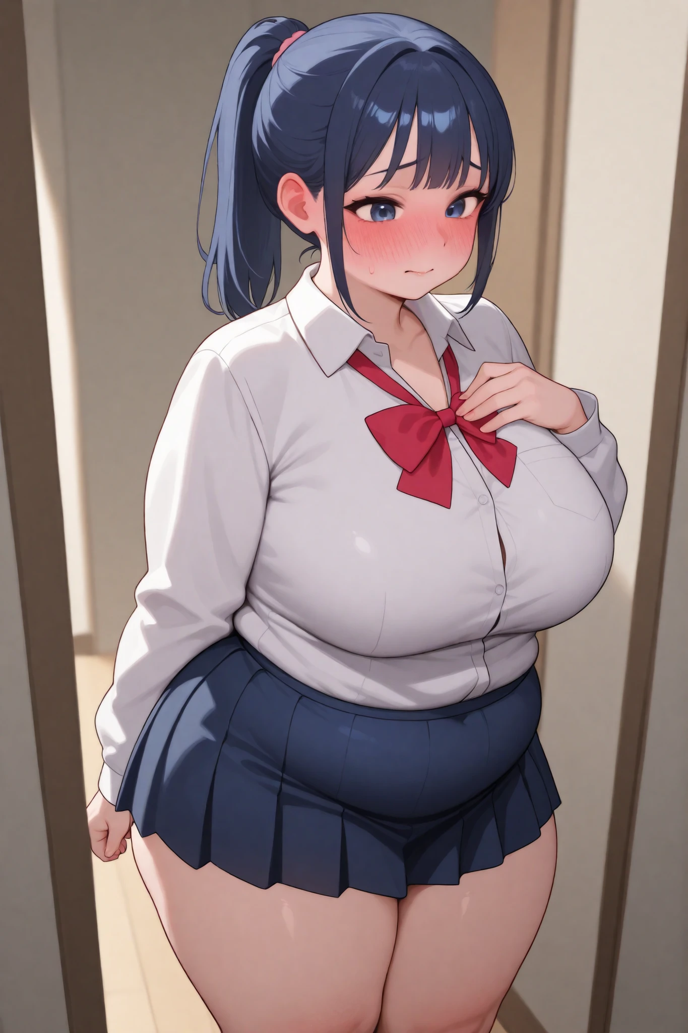 Large Breasts, Big Hips,Full Body Shot, Mature mother, Whipping the lower body, Plump thighs, ox, Seductive mature woman, Perfect body, Plus Size Model,high school girl,Sailor suit, The skirt is short,Mature woman wearing Sailor suit,