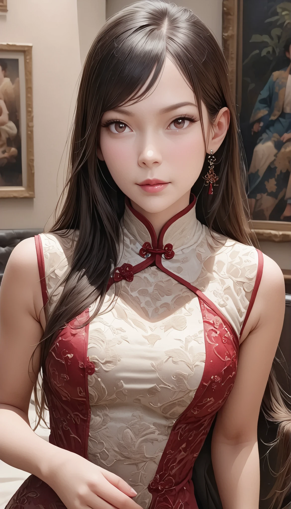 (best quality,4K,high resolution, masterpiece:1.2),ultra-fine,(realistic,photorealistic,photo-realistic:1.37),Fashion Magazine Cover: Barbie in a Chinese cheongsam,High-End Fashion, magazine model ,Delicate Details, chic and stylish , flawless makeup ,Perfect hairstyle ,charming expression,beautiful and detailed eyes,Beautiful and detailed lips, very long curls ,professional studio,Stylish background,Colourful and vivid clothes,Fashion Accessories,Dazzling Jewels, shiny heels , Luxurious fabrics ,Elegant embroidery ,exquisite pattern,Traditional yet modern , focus on cultural heritage , Elegant Outline ,Confidence and elegance,Graceful movement, Editorial beauty , charming light , elegant temperament , A tribute to beauty and fashion , Inspiring , iconic representative .