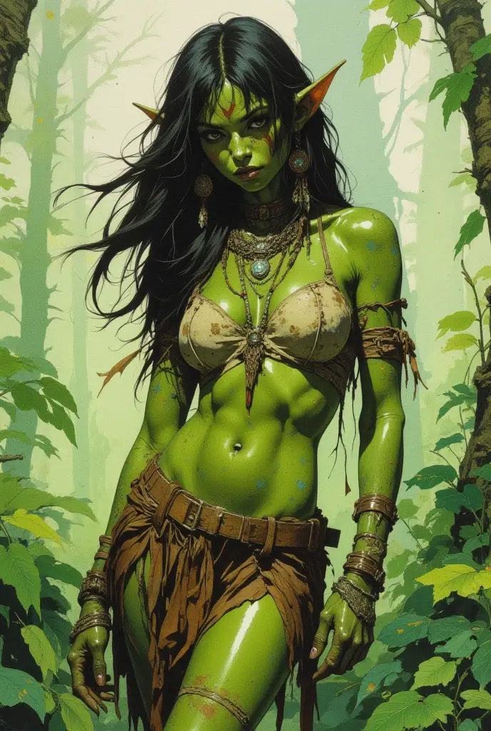((masterpiece:1.4, best quality:1.2)), a voodoo priestess, swamp, dreadlocks, skulls, artwork portrait, adam hughes, sexy, erotic.
