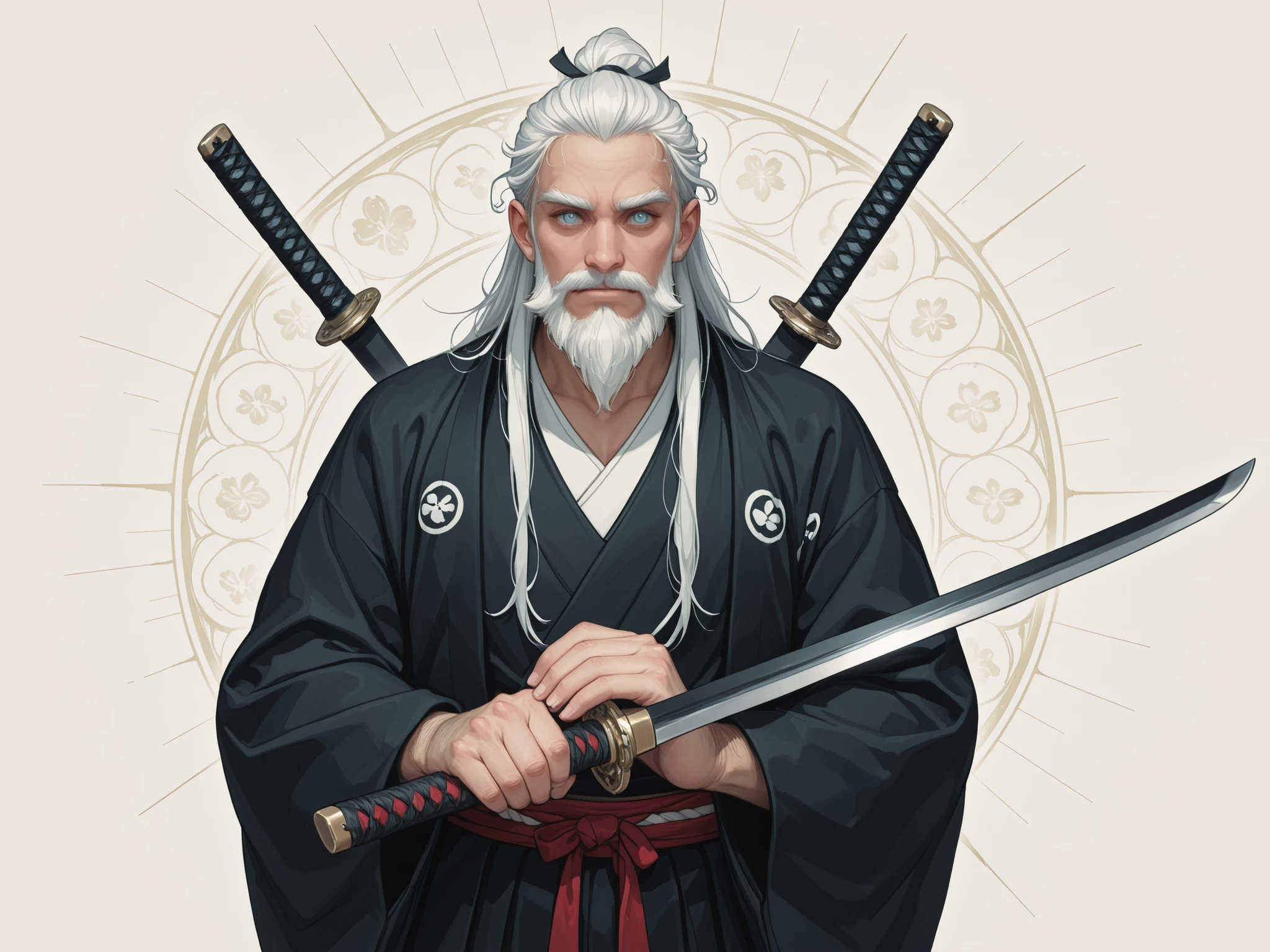 Around 50 years old、Her hair is pure white and bushy、Whitebeard - SeaArt AI