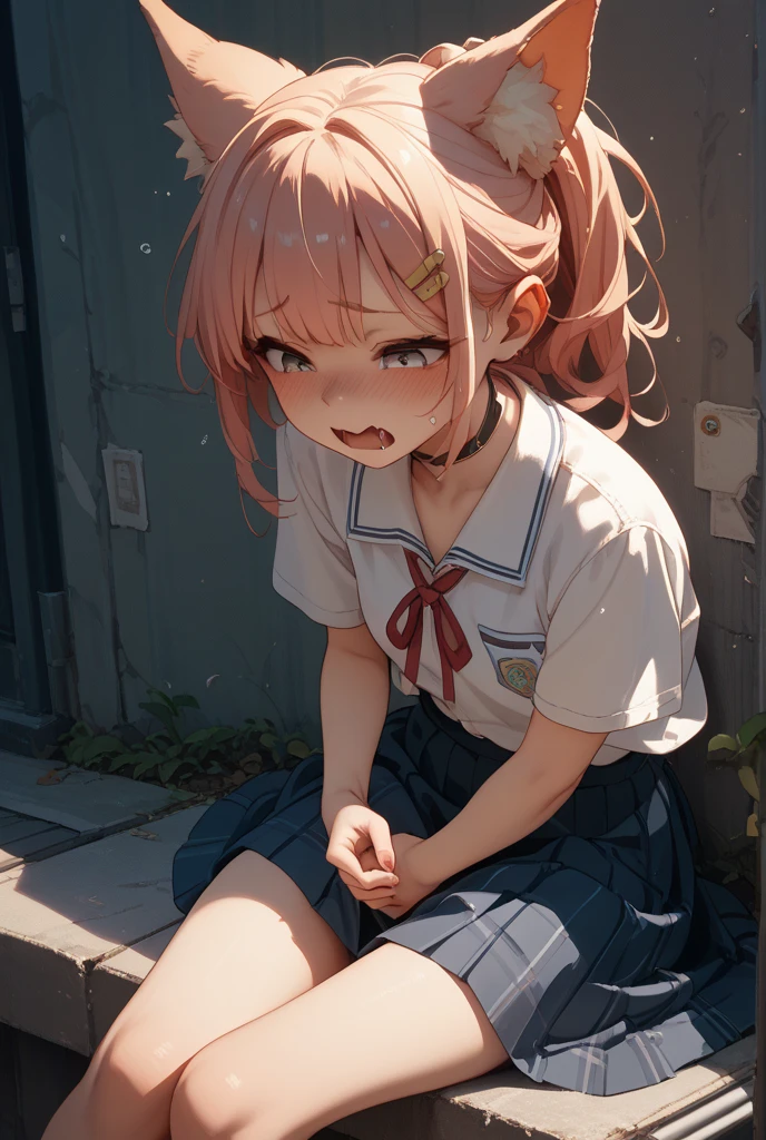 Cute little beautiful girl、Run(Crying with a sad voice and a red face:1.3)、Beautiful Eyes、Brown skin、Braid、Lift up your skirt、