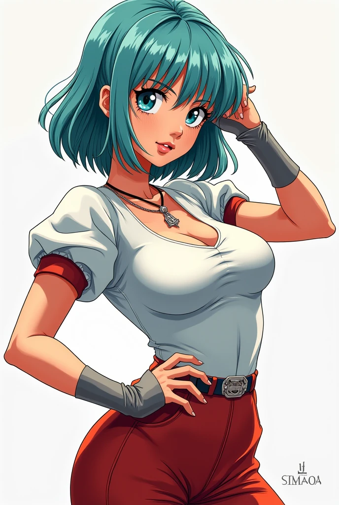 Waifu, masterpiece, curvy, breasts, moon, harsh sunlight, gloves, 1girl, clenched teeth, bulma, cleavage, large breasts, teeth, aqua hair, ((white tank top:1.5)), blue eyes, rating:explicit,rule34, hardcore, tits,clenched hands, day, cloudy sky, ((brown cargo pants:1.4)), ((blunt bobcut:1.5)), bare shoulders, blue hair, clenched hand, rating:questionable, short hair, belt, solo, angry, lip biting(gigantic and massive tits:1.1), breasts, official illustration, illustration, detailed face, beautiful intricate eyes, curvy milf, 1:2), titsnipples