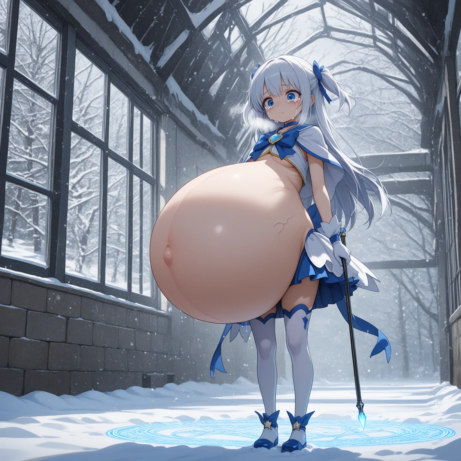 tmasterpiece, top-quality, NSFW, 1girl in, cum on butt, cum shots,spurt , Large and lively breasts, swimmingpool, a wet body, Wet breasts, no-bra, thongs, Poker face, front-facing view, Lively, chase, Red blush, It stands、Moist glowing skin、Beautiful eyes、Fold your hands behind your back、drooing eyes、Plump thighs、Dark skin、Long、The ends of the hair are white、Fantastical、stooping forward、Place your hands on your crotch、Back Style、T back、Turn to this、pov from down、Beautiful plump ass、spread their legs、Touch your buttocks,Pregnant women with,posterior view,shot on the body,The white liquid is drizzled all over the body,cum on entiere body