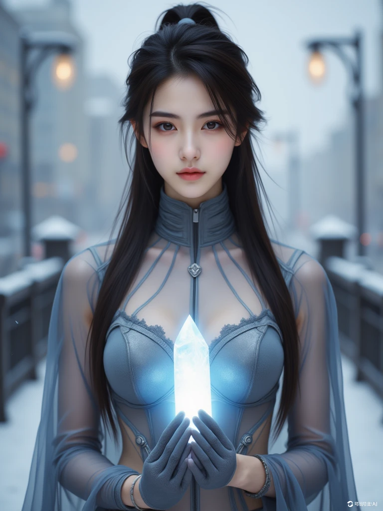 Full figure, seven -clinging shooting, 18 years old, wearing transparent science fiction clothes, exquisite faces, details, hands, ultimate details, amazing magnificence, LED internal lighting, Pedaipan style, fiber hair, glowing blue iris, glowing blue iris. ,,
