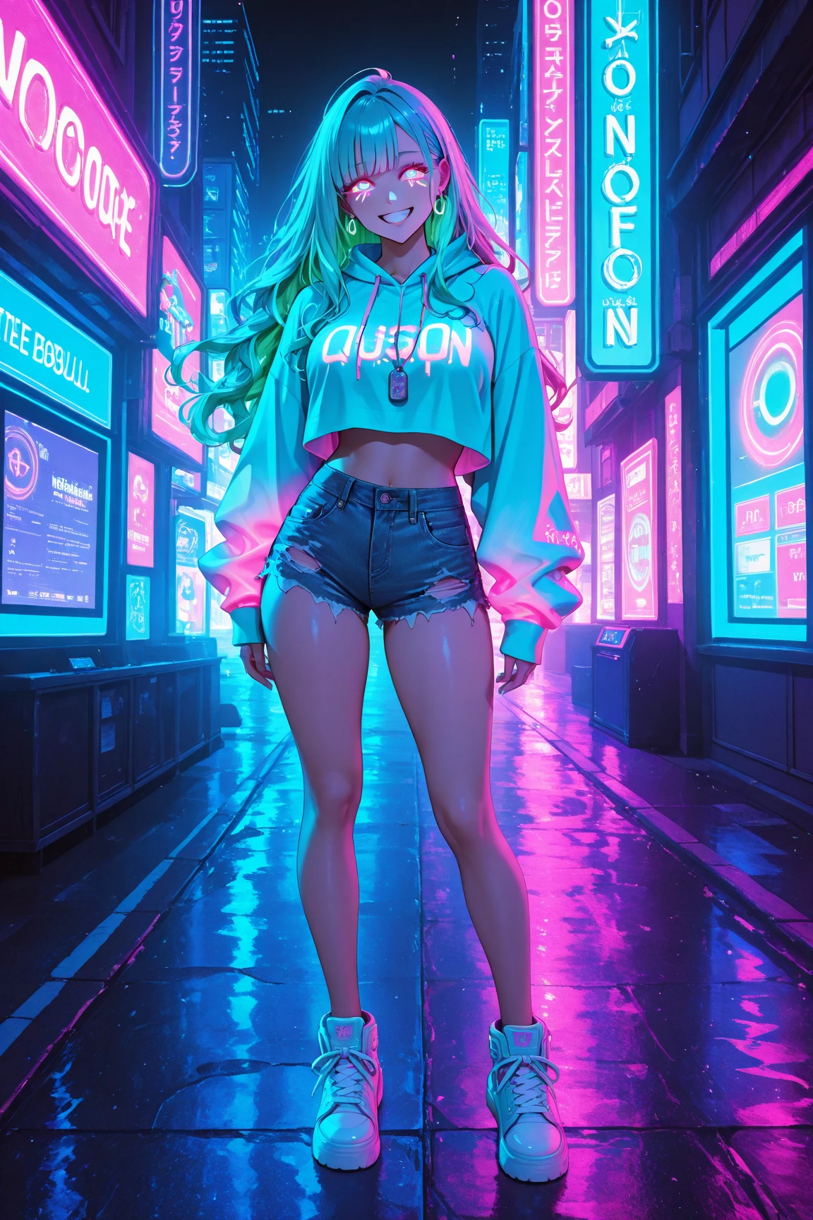 YouTuber,(((1 garota))),((extremely Bonitinho and beautiful verde curly-haired girl)),
(seios curtos:1.4),bunda grande,(((verde curly hair:1.35,cabelo muito cacheado,cabelo interno colorido,ear breathing,cabelo curto))),(((verde_olhos:1.3))),intricate olhos,beautiful detailed olhos,symmetrical olhos,big olhos:1.3,((Gordo)),(((pele brilhante:1.5,Pele Brilhante: 1.5,pele bronzeada,pele brilhante,very pele brilhante,corpo brilhante,plastic glitter skin,exaggerated pele brilhante,pele iluminada,pernas molhadas))),corpo detalhado,(rosto detalhado),
Bonitinho,sacanagem,sedutor,erotic,(((NSFW))),
zetai ryouiki,roupas reveladoras,mostrar a pele,((mini-saia rave,Visible G-string bracelets,regata solta branca com uma estampa de arte de anime)),((roupas molhadas,roupa complexa,roupas complexas)),
(Dynamic Posture:1.0),envergonhado,(centrado,scale to fit dimensions,Rule of Thirds),
cyberpunk city by the sea at night, with glowing neon signs and dark stormy clouds and puddles, scenario:1.25,
artistic photography,(Fotografia tirada por SLDR),high resolution, sharp focus, (ultra detalhado, extremamente detalhado), (arte fotorrealista:1.37),(extremamente detalhado CG unity 8k wallpaper),((Tema de fundo synthwave)),(((cores vibrantes))),(fundo intrincado),(obra de arte),(melhor qualidade),
