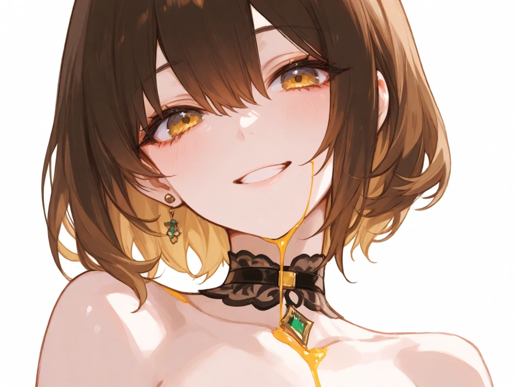 (masterpiece), (best quality), perfect face, beautiful girl, white background background, delicate and beautiful face and eyes, dark intense shadow, 
1 girl, vtuber style, cool girl, hololive, Nanashi Mumei, bikini, wet body, big chest, cropped shoulders, clavicle, winking, smile, bare feet, chest visible through clothes, ass visible through thighs, (full body), looking at viewer, standing, 